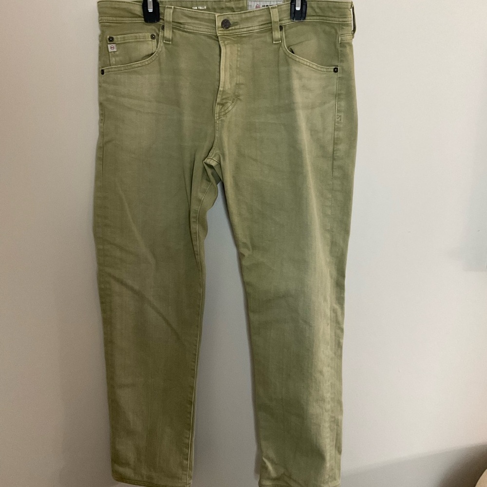 Ag Adriano Goldschmied Slim Men’s Jeans in Light Olive Green